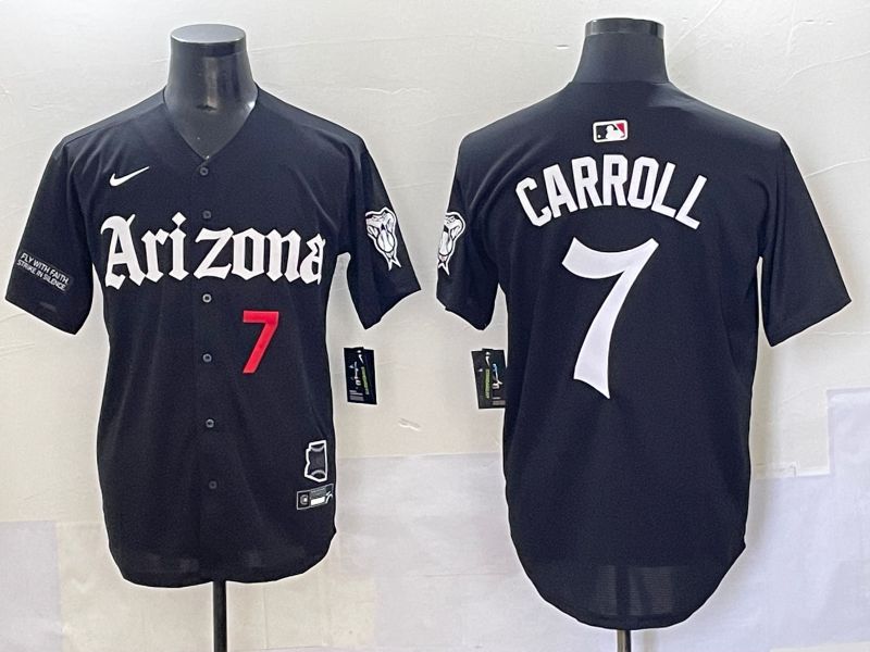 Men 2025 Arizona Diamondback #7 Carroll Black Five generations Joint Name Nike MLB Jersey style 5